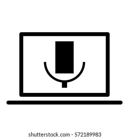 Microphone_record icon - Flat design, glyph style icon - Colored enclosed in a computer