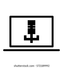 Microphone_record icon - Flat design, glyph style icon - Colored enclosed in a computer