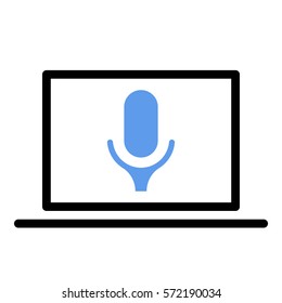Microphone_record icon - Flat design, glyph style icon - Colored enclosed in a computer