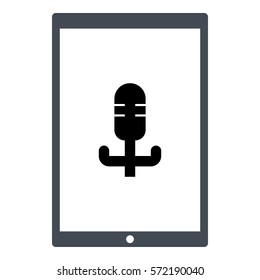 Microphone_record icon - Flat design, glyph style icon - Colored enclosed in a tablet