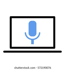 Microphone_record icon - Flat design, glyph style icon - Colored enclosed in a computer