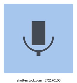 Microphone_record icon - Flat design, glyph style icon - Gray enclosed in a square