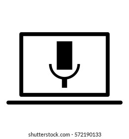 Microphone_record icon - Flat design, glyph style icon - Colored enclosed in a computer