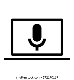 Microphone_record icon - Flat design, glyph style icon - Colored enclosed in a computer