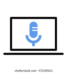 Microphone_record icon - Flat design, glyph style icon - Colored enclosed in a computer