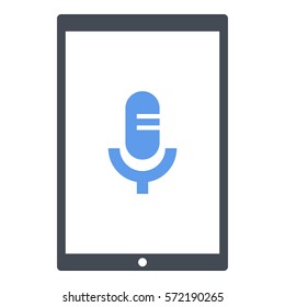 Microphone_record icon - Flat design, glyph style icon - Colored enclosed in a tablet