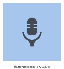 Microphone_record icon - Flat design, glyph style icon - Gray enclosed in a square