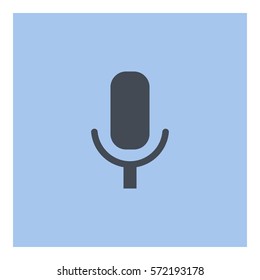 Microphone_record icon - Flat design, glyph style icon - Gray enclosed in a square