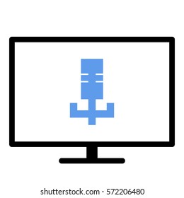 Microphone_record icon- Flat design, glyph style icon - Colored enclosed in a screen