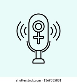 microphone,,female, voice recording icon. Element of Feminism for mobile concept and web apps icon. Outline, thin line icon for website design and development, app 