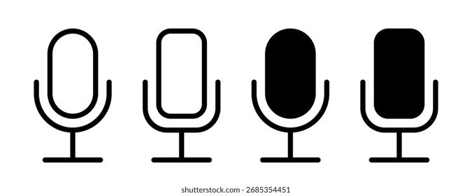 Microphones black icon set. Vector clipart isolated on white background.