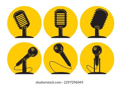 Microphones design collection. Microphones icon illustration