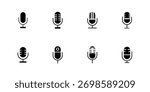 Microphones design collection. Set of microphone icons.  Set of microphone icons. microphone logo design podcast . eps 10 