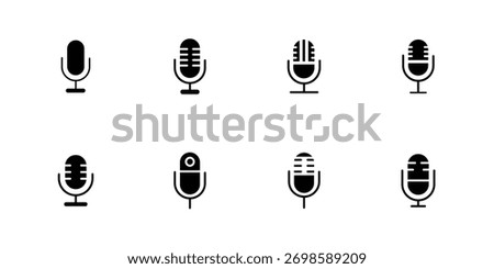 Microphones design collection. Set of microphone icons.  Set of microphone icons. microphone logo design podcast . eps 10 