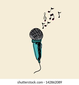 microphones design over beige background vector illustration