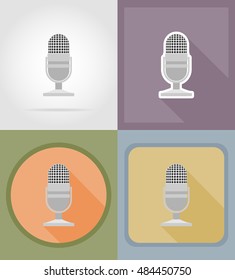 microphones flat icons vector illustration isolated on background