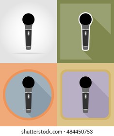 microphones flat icons vector illustration isolated on background