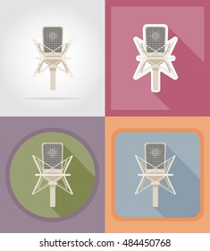 microphones flat icons vector illustration isolated on background