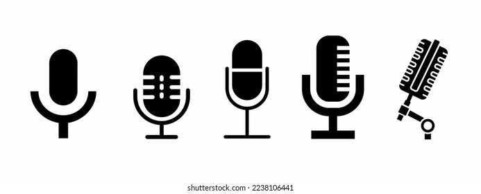 Microphones icon. Flat style microphone icon set. Stock vector.