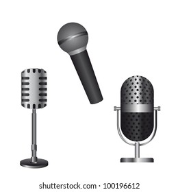 microphones isolated over white background. vector illustration