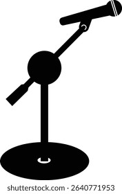 Microphones on counters and microphones and stands separately for design icon Vector silhouette clip arts. Retro and modern music sign, mic tool. Close-up microphone stand in small