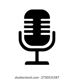 Micrófonos en mostradores y micrófonos y soportes por separado para el conjunto de iconos de diseño. Vector silueta Clip artes. Signo de música retro y moderno, herramienta de micrófono. Soporte de micrófono de primer plano en Pequeña colección.