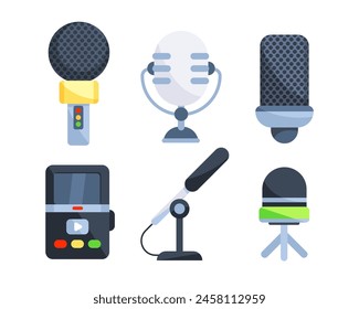 Microphones set. Music or podcast recording. Music studio mic