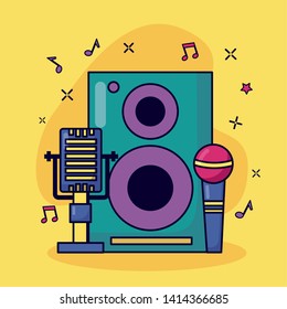microphones speaker music colorful background vector illustration