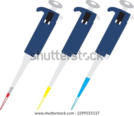 Micropipette Drawing, vector for biology lab equipment, volume measurement for experiments, different sizes pipette icon micro biology