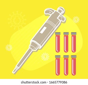 Micropipette - PCR Testing Lab Apparatus - Illustration As EPS 10 File