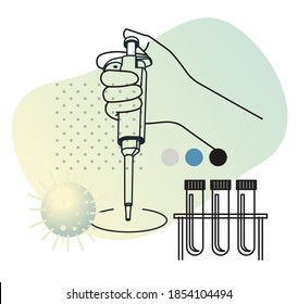 Micropipette - PCR Testing Lab Apparatus - Illustration as EPS 10 File