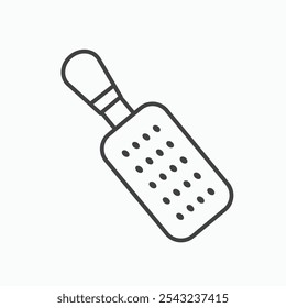 Microplane grater icon in black outlined and solid.