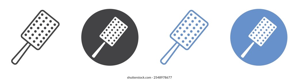 Conjunto de símbolos de línea plana de icono de rallador de microplano.