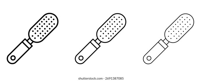 Icono de rallador de microplano en el símbolo de estilo de trazo de contorno.