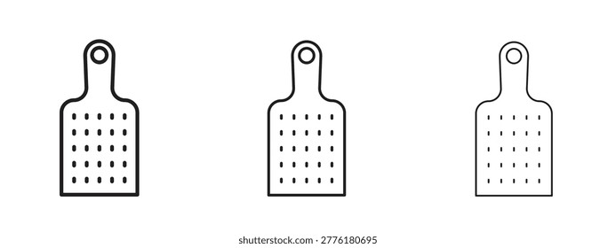 Microplane grater icon vector symbols. Editable stroke set.