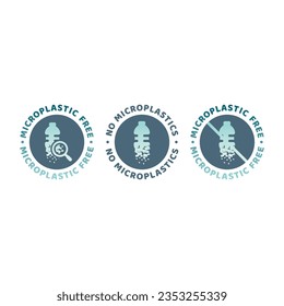 Microplasstic free vector label. No micropastics colorful sticker.