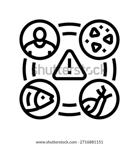 microplastic contamination food chain line icon vector. microplastic contamination food chain sign. isolated contour symbol black illustration