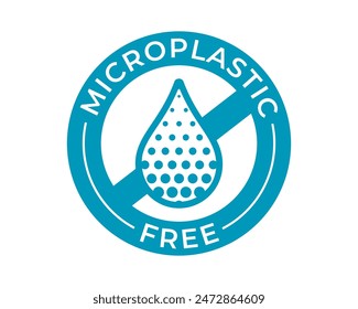 Microplastic free icon of biodegradable and plastic free package tag, vector sign. Microplastic free bottle label and stamp symbol