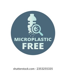 Microplastic free vector label. No micropastics colorful sticker.