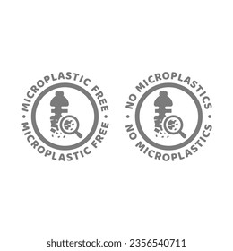 Microplastic free vector label. No microplastics colorful sticker.
