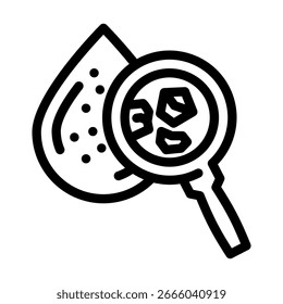 Vector de icono de línea de gota de agua de partículas microplásticas. Muestra de gota de agua de partículas microplásticas. Ilustración negra de símbolo de contorno aislado