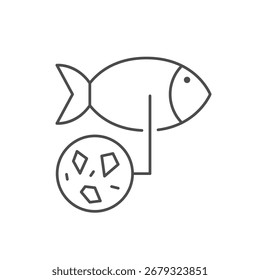 Microplastic in seafood line icon