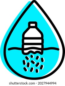 Microplastic Vector Icon - Ocean Plastic Pollution, water droplet illustration, good for environmental and climate change projects