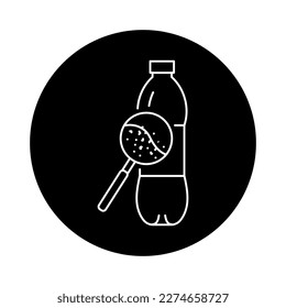 Microplastic in water bottle black line icon. Ocean pollution. Pictogram for web page, mobile app, promo.