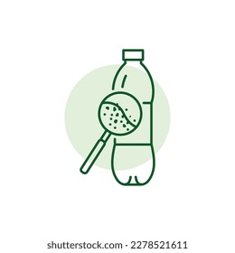 Microplastic in water bottle black line icon. Ocean pollution. Pictogram for web page, mobile app, promo.