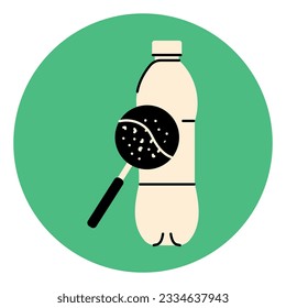 Micoplástico en el icono de la línea negra de la botella de agua. Contaminación oceánica. Pictograma para página web, aplicación móvil, promoción.