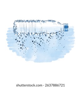 Microplastics, biodegradable plastic, hand drawn image for environmental articles, reports and posts