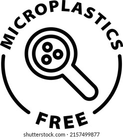 microplastics free black outline badge icon label isolated vector on transparent background