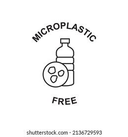 Microplastics free label rounded icon in black line style icon, style isolated on white background