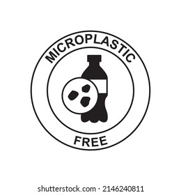 Microplastics free label rounded icon in black flat glyph, filled style isolated on white background